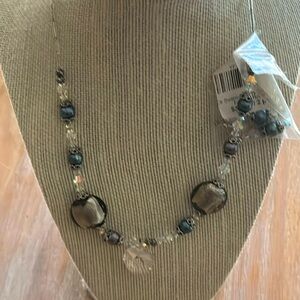 New crystal swarovski and grey bead necklace set